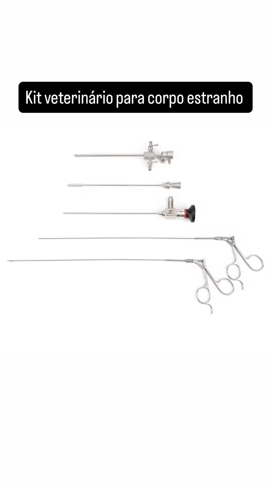Kit Veterinario para Remocao de Corpo Estranho — telescopio 30 graus 2,7x175mm e bainha 15,2 Fr